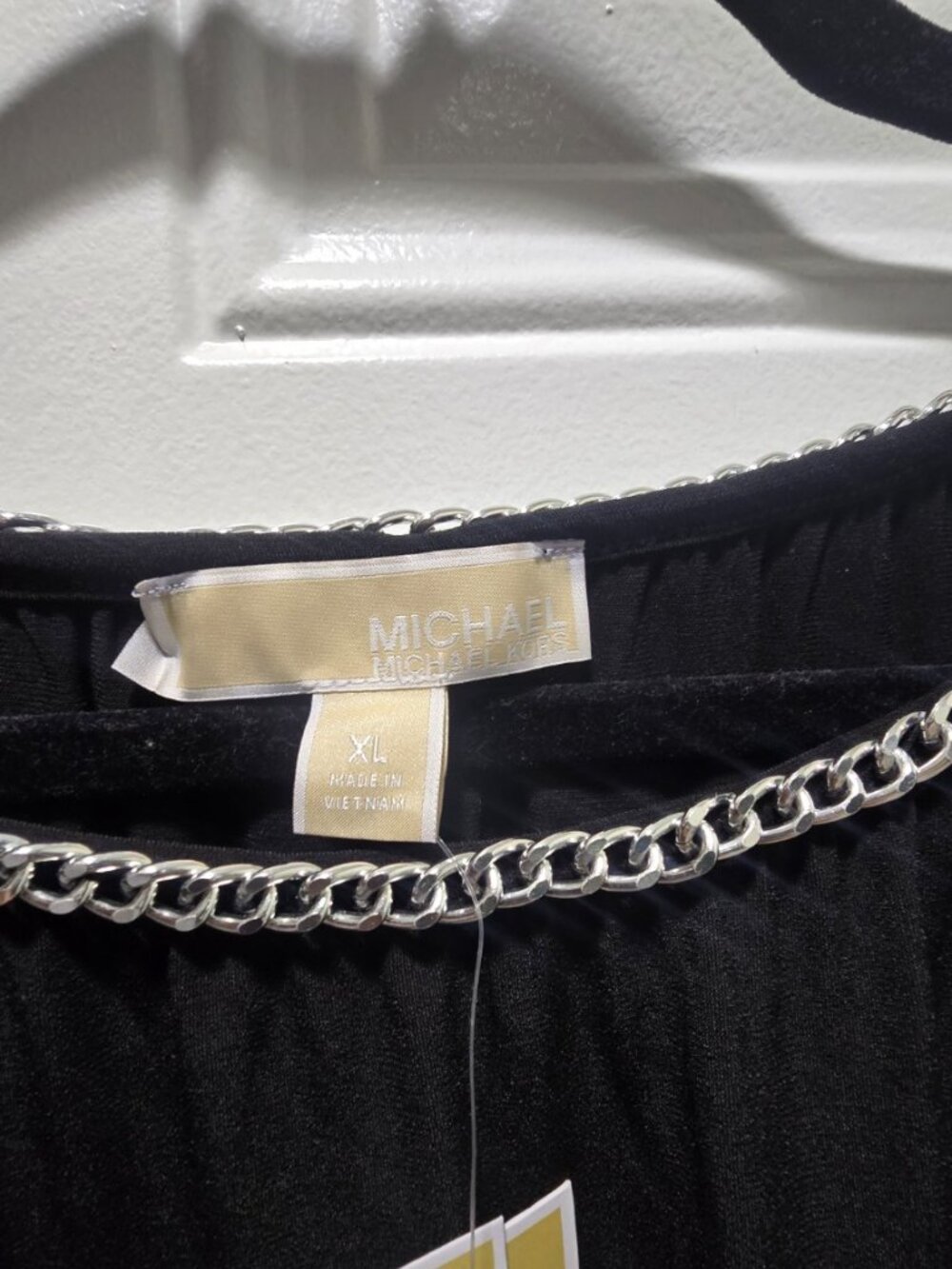 Michael Michael Kors Women Cold Shoulder Chain Neck Blouse Black XL Long Sleeve - Picture 6 of 11
